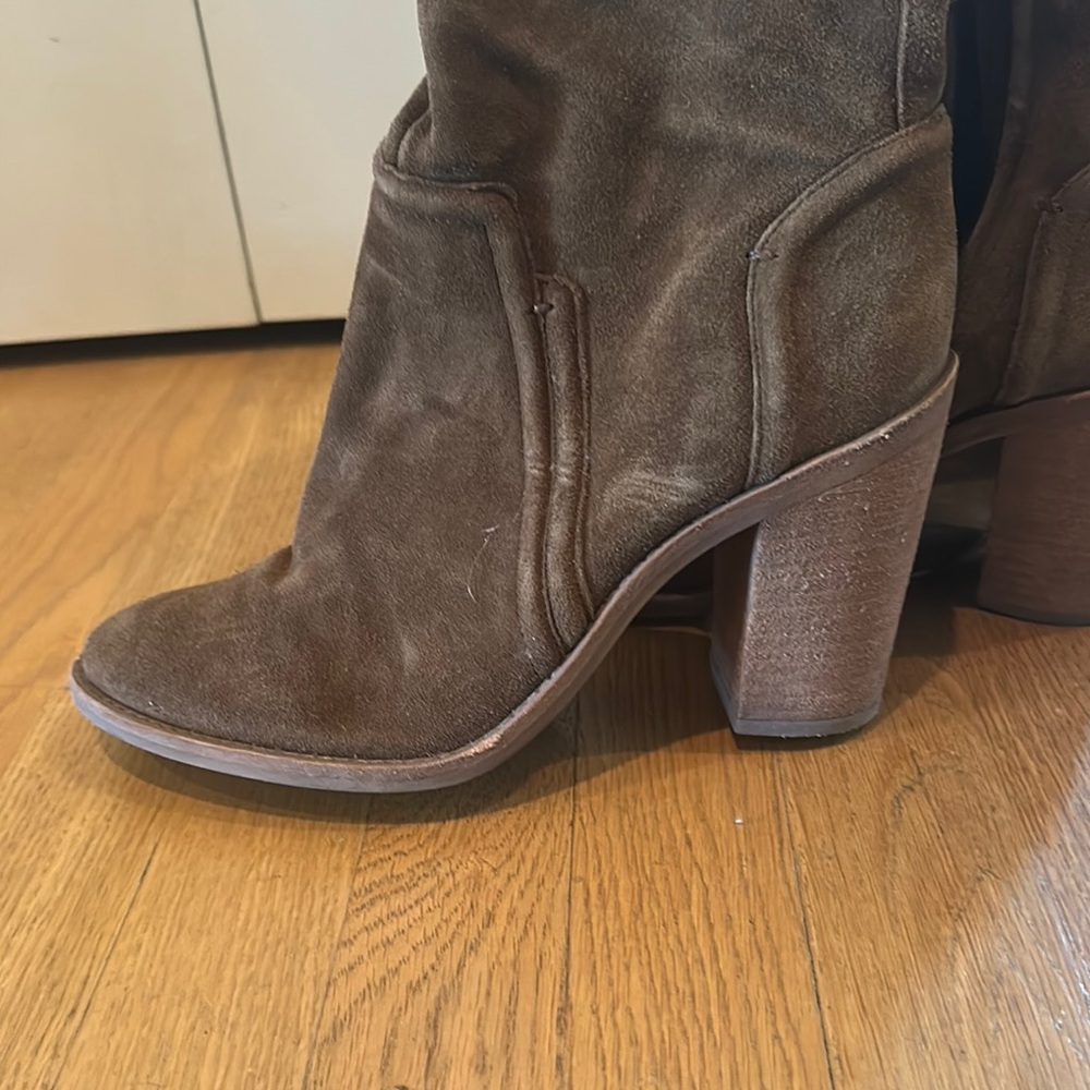 Brown suede Leather Knee-High Boots - Picture 6 of 8